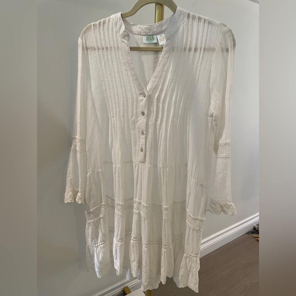 White Button-Down Swim Coverup